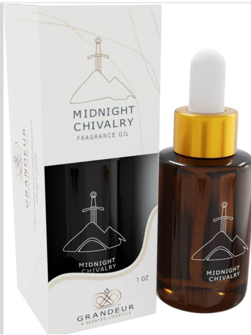 Midnight Chivalry Fragrance Oil - Amber Bottle with Gold Dropper